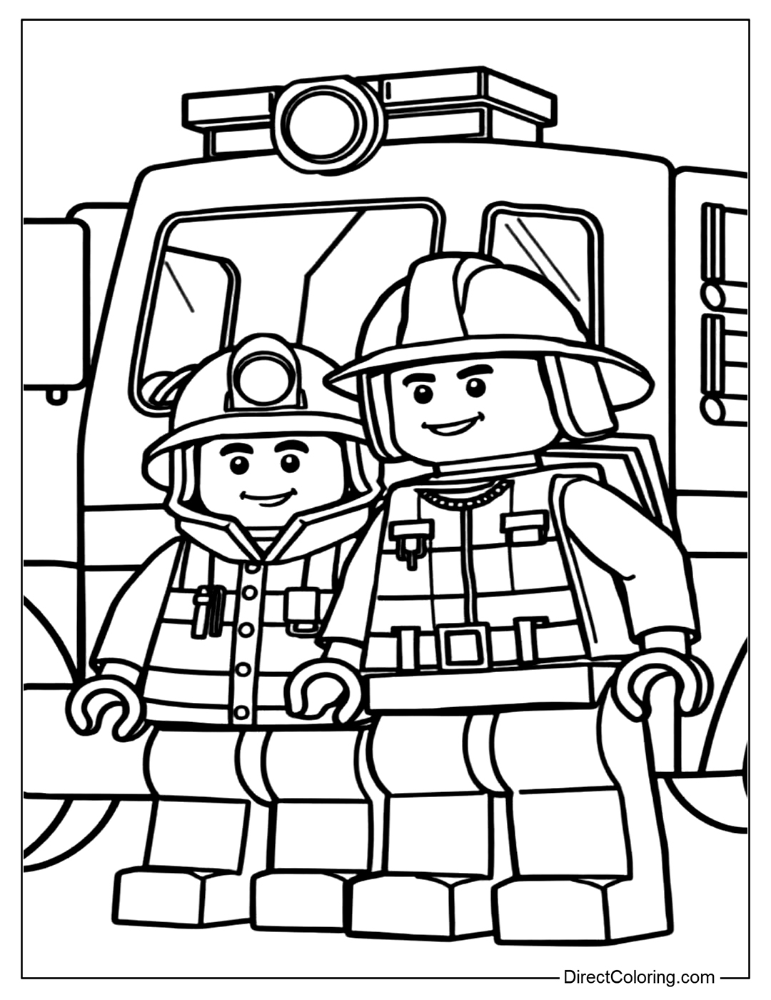Lego Fire Station Emergency Rescue Coloring